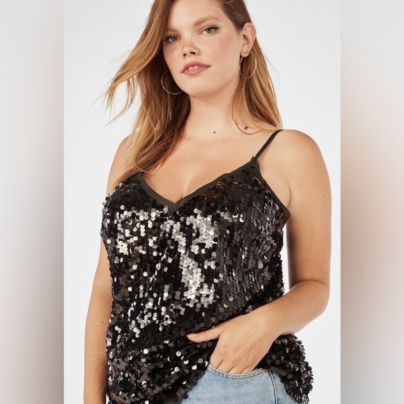 JustFab Tops - JUSTFAB Black Sequin Cami Tank NWT | Size Medium